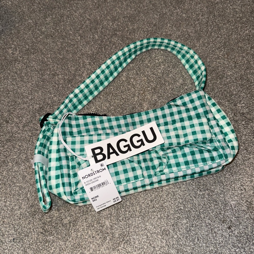 BAGGU Green Gingham Shoulder Bag - Picture 2 of 6